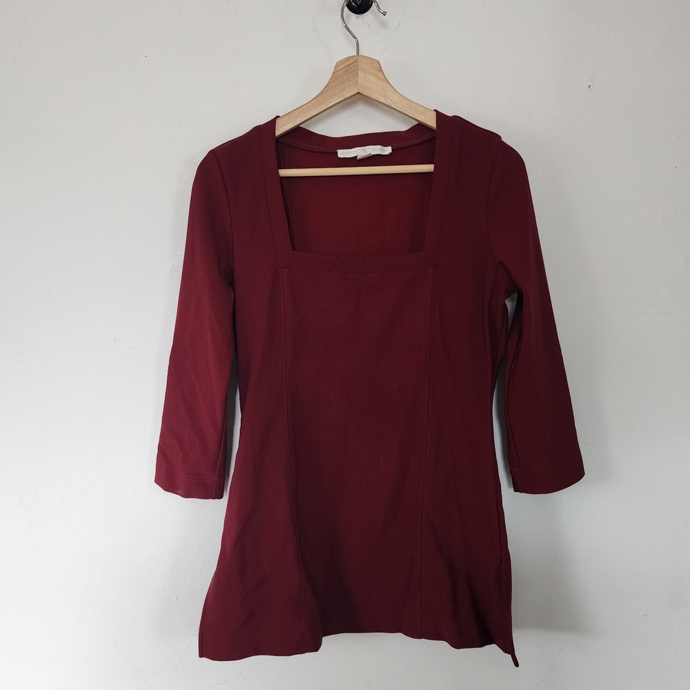 Womens Boston Proper Red 3/4 Sleeve Shirt Size Small